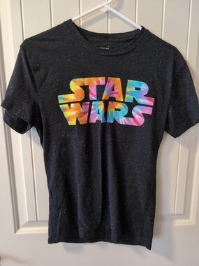 Star Wars Black Tee with Multicolor Tie-Dye Logo
